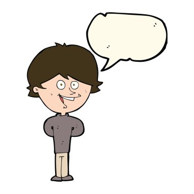 çizgi film mutlu çocuk konuşma balonu ile