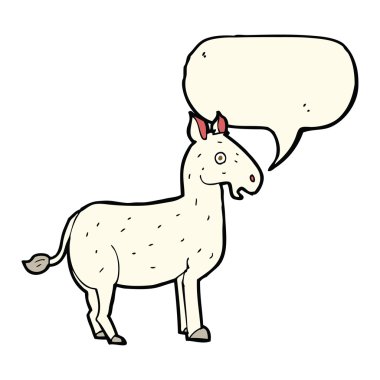 Konuşma baloncuklu çizgi film katırı