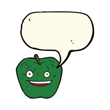 karikatür apple ile konuşma balonu