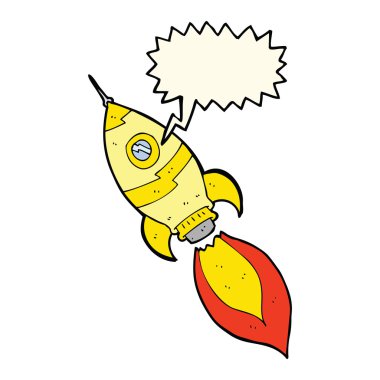 Konuşma baloncuklu çizgi film uzay gemisi