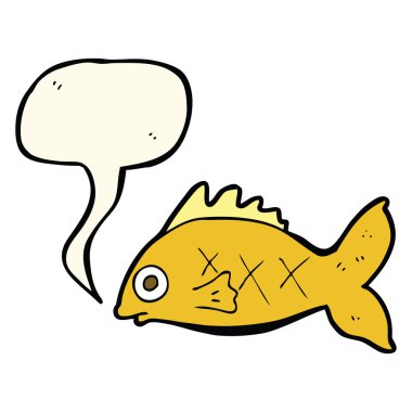Konuşma baloncuklu çizgi film balığı