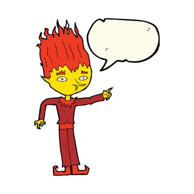 ateş ruhu karikatür konuşma balonu ile