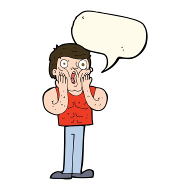 karikatür şok edici konuşma balonuyla jimnastikçi