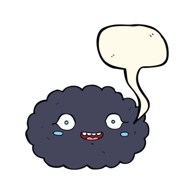 Konuşma baloncuklu mutlu çizgi film bulutu