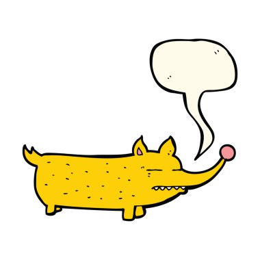 Konuşma balonlu komik küçük köpek.