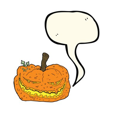 Konuşma baloncuklu Cadılar Bayramı balkabağı çizgi filmi