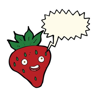 karikatür mutlu çilek ile konuşma balonu