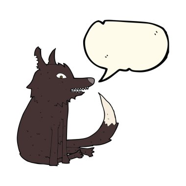 Çizgi film kurdu konuşma balonuyla oturuyor.