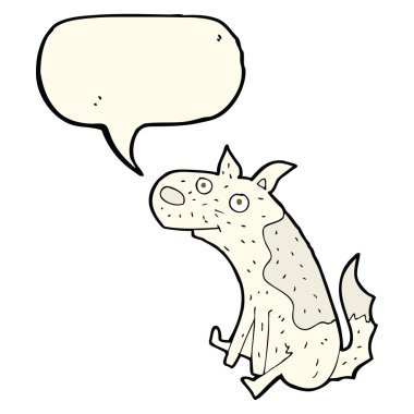 Konuşma baloncuğu olan çizgi film köpeği