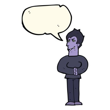 Konuşma balonu olan çizgi film vampiri.