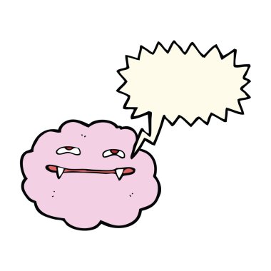 karikatür pembe tüylü vampir bulut ile konuşma balonu