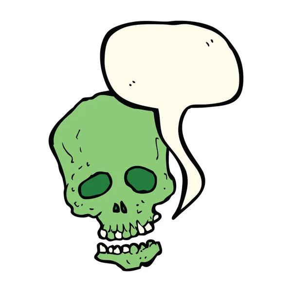 Calavera de dibujos animados con burbuja del habla — Vector de stock