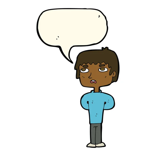 Karikatur unglücklicher Mann mit Sprechblase — Stockvektor
