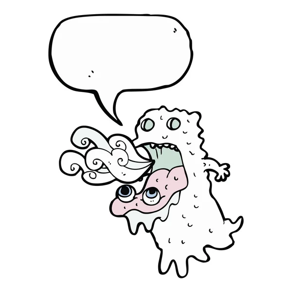 Cartone animato fantasma lordo con bolla discorso — Vettoriale Stock