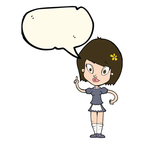 Cartoon pretty maid with speech bubble — Stock Vector