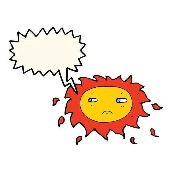 Cartoon sad sun with speech bubble — Stock Vector