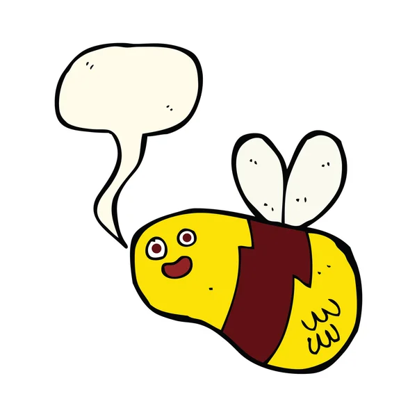 Abeja de dibujos animados con burbuja de habla — Vector de stock