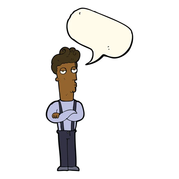 Kartun pria terkesan dengan gelembung bicara - Stok Vektor