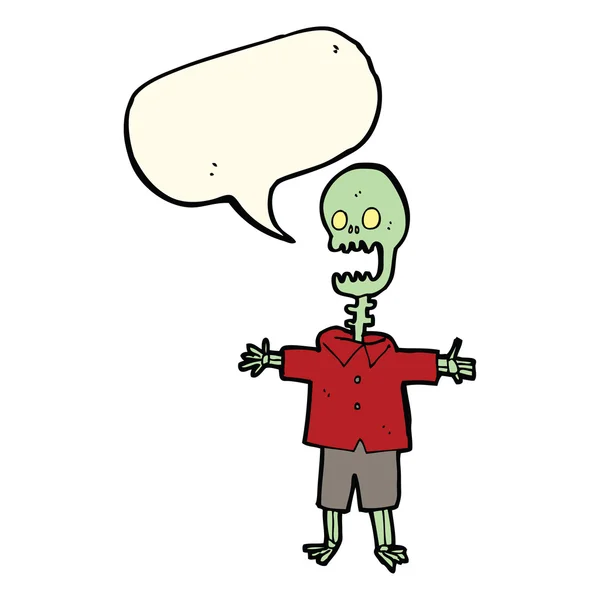 Esqueleto de desenho animado com bolha de fala — Vetor de Stock