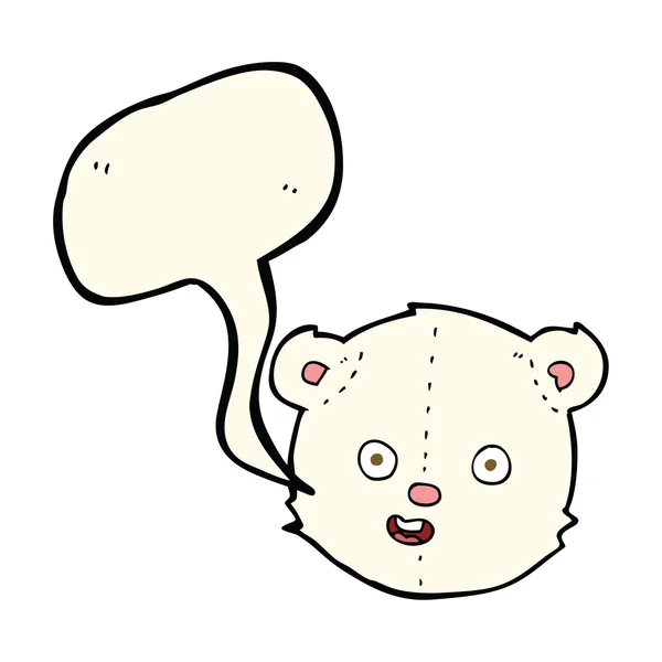 Мультяшный белый плюшевый медвежонок с пузырём речи — стоковый вектор