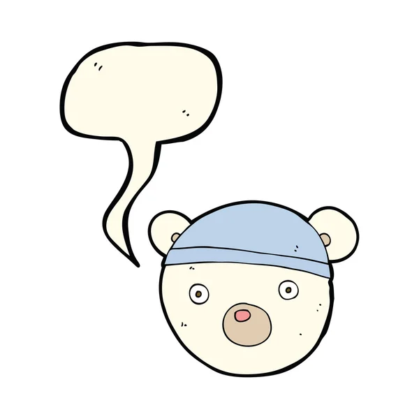吹き出しのついた帽子を身に着けている漫画ホッキョクグマの子 — ストックベクタ