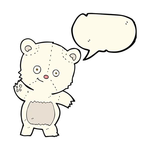 Schattige ijsbeer cartoon met tekstballon — Stockvector