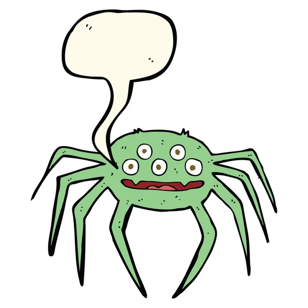 Dessin animé halloween araignée avec bulle de parole — Image vectorielle