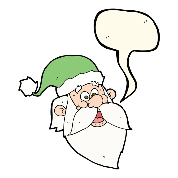 Dessin animé joyeux Père Noël claus visage avec bulle de parole — Image vectorielle