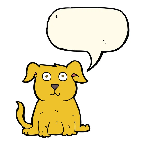 Cartoon gelukkig hond met spraakzeepbel — Stockvector