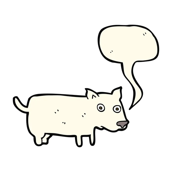Pequeño perro de dibujos animados con burbuja de habla — Vector de stock
