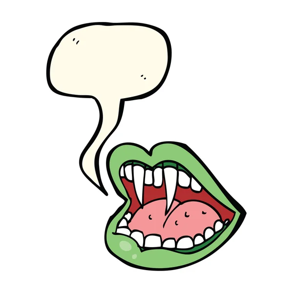 Dessin animé vampire bouche avec bulle de parole — Image vectorielle