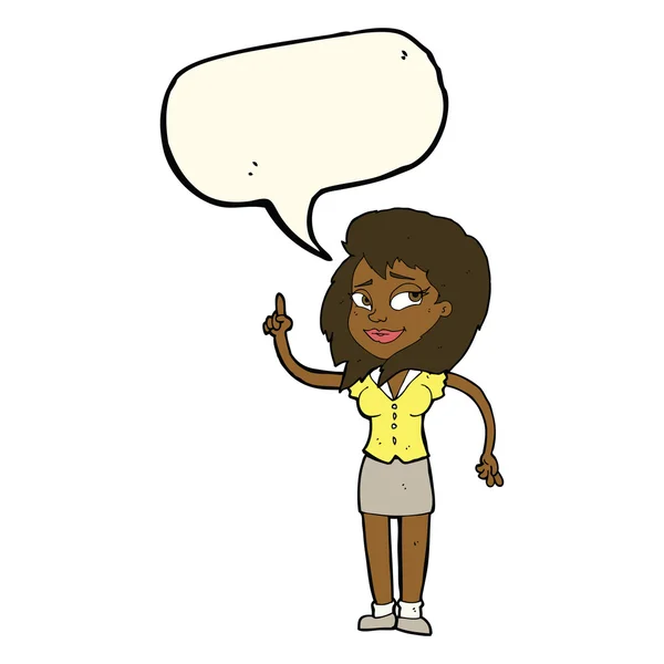 Karikatür konuşma balonu fikir güzel kadınla — Stok Vektör