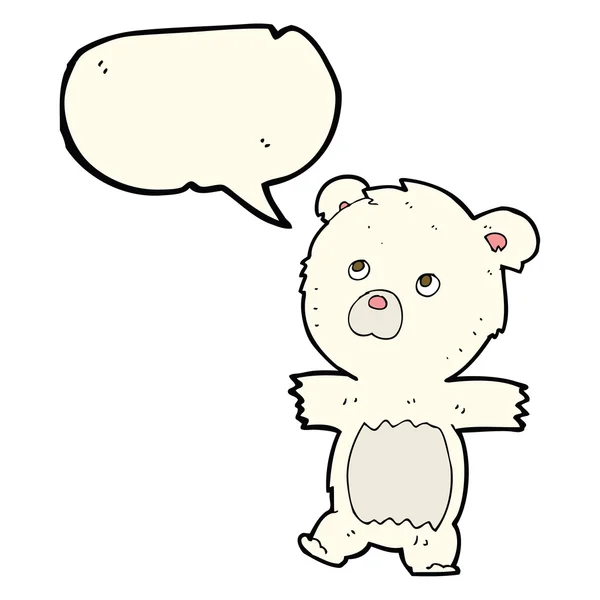 Dibujos animados lindo oso polar con burbuja de habla — Archivo Imágenes Vectoriales