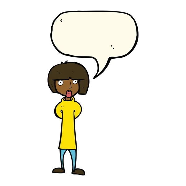 Cartoon neugierige Frau mit Sprechblase — Stockvektor