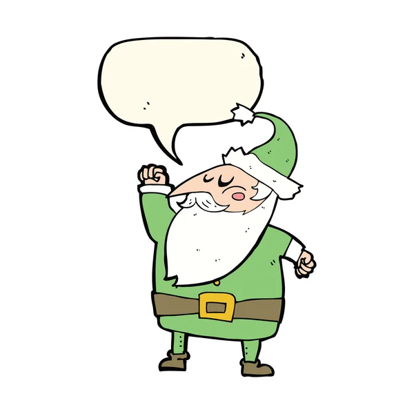 Cartone animato Babbo Natale punzonatura aria con bolla discorso — Vettoriale Stock
