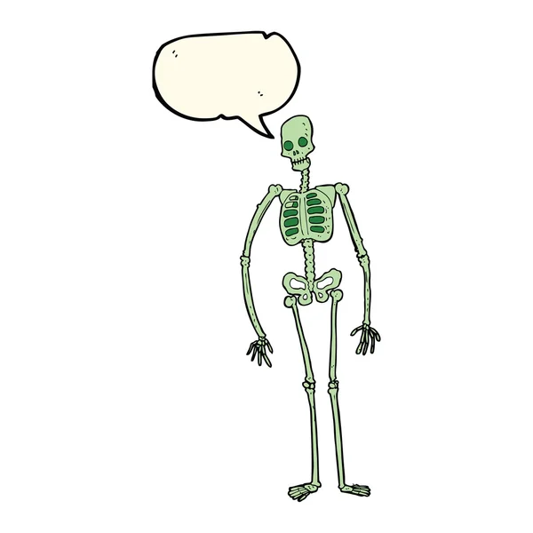 Tecknad spöklik skelett med tal bubbla — Stock vektor