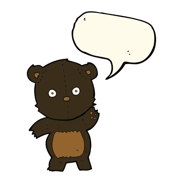Söta tecknade svartbjörn med pratbubblan — Stock vektor