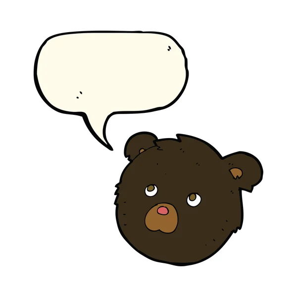 Dessin animé visage d'ours noir avec bulle de parole — Image vectorielle
