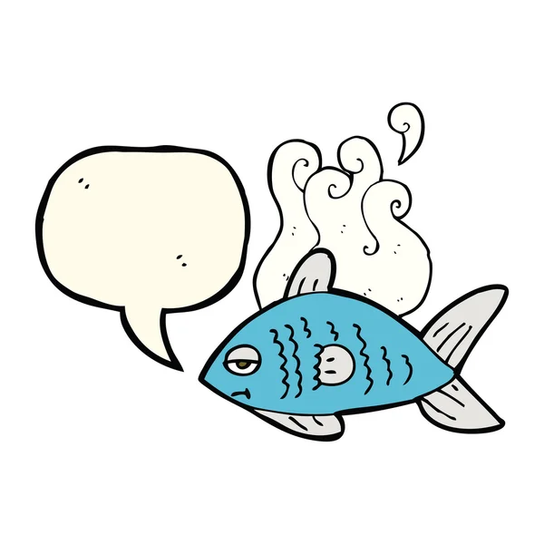 Мультяшная смешная рыба с речевым пузырем — стоковый вектор