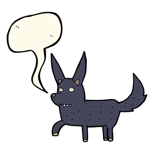 Dibujos animados perro salvaje con burbuja de habla — Vector de stock