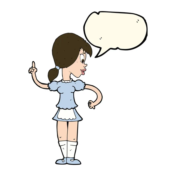 Cartoon serveerster roepen volgorde met tekstballon — Stockvector