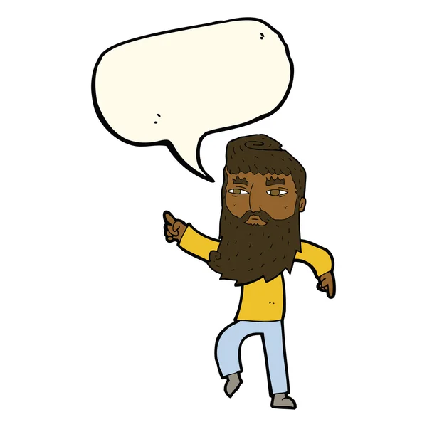 Karikatür konuşma balonu ile yolu işaret adam sakallı — Stok Vektör