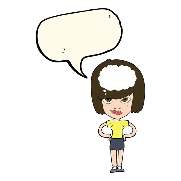 Cartoon woman thinking with speech bubble — Stock Vector