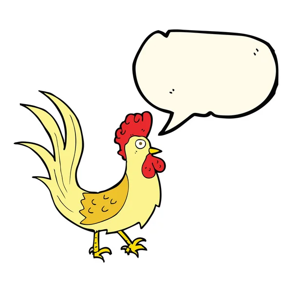 Cartoon cockerel with speech bubble — Stock Vector