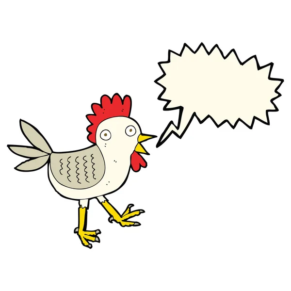 Funny cartoon chicken with speech bubble — Stock Vector