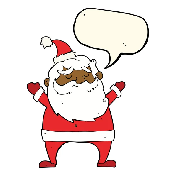 Jolly santa cartoon with speech bubble — Stock Vector