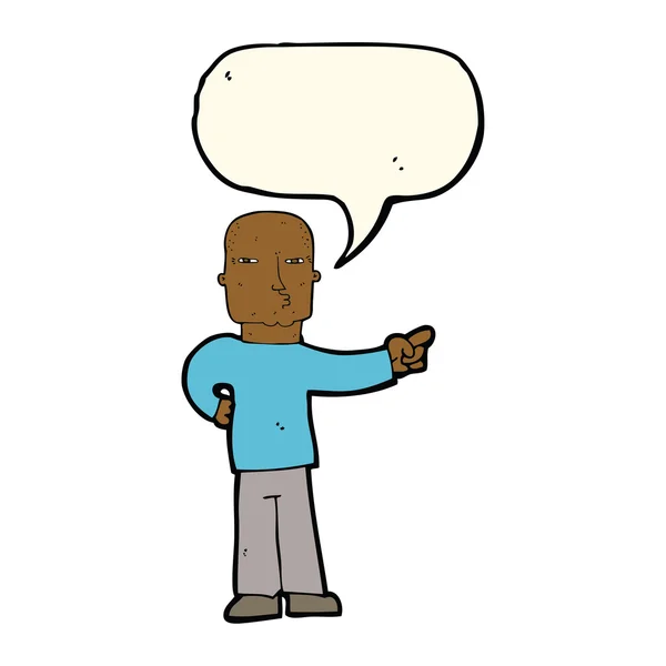 Karikatura ukazující muž s bublinou řeči — Stockový vektor