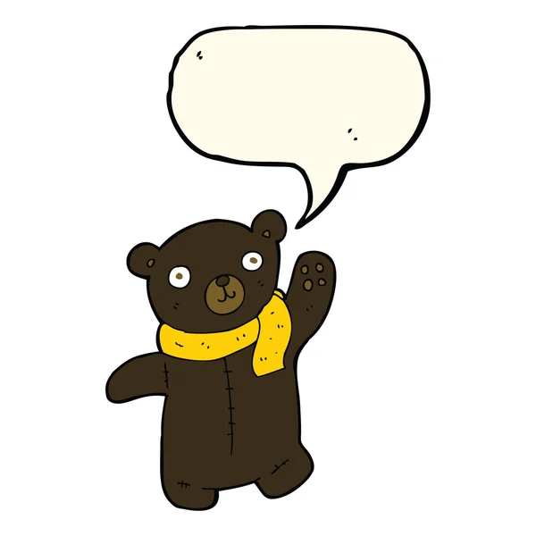 可爱的卡通黑色泰迪熊与讲话泡泡 — 图库矢量图片
