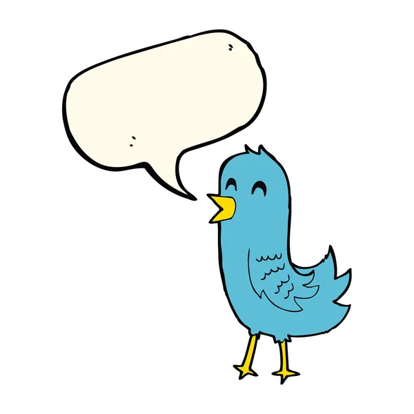 Desenho animado pássaro feliz com bolha de fala — Vetor de Stock