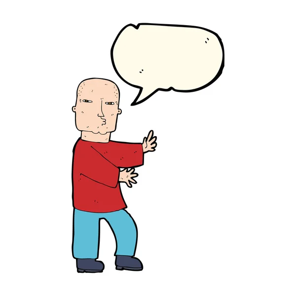 Kreslený drsný muž s bublinou řeči — Stockový vektor